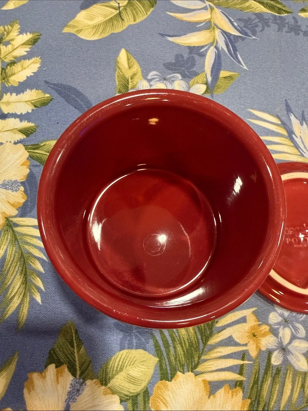 Longaberger Red Glazed Ceramic Kitchen Canister with Lid